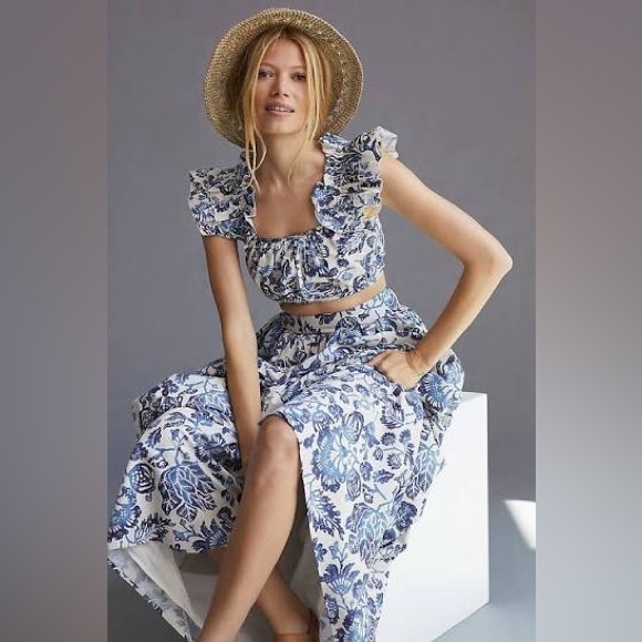 ANTHROPOLOGIE Forever That Girl Remme Ruffle Skirt Set Size A - Picture 2 of 4